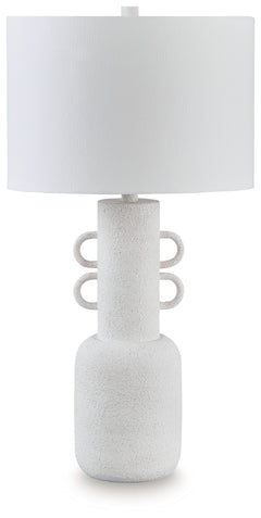 Brighten up your space with the handcrafted artisanal feel of this table lamp. A distressed white finish gives it an any-room neutrality, while the sculptural design elevates the look. Its casually chic approach to style is well-suited to vibes from moder