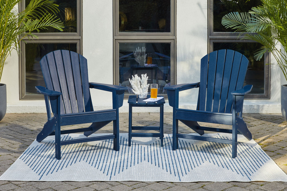 Made with virgin high density poly-ethylene material. Assembly required. Express Ship. <h4><b>Sundown Treasure - Blue - Adirondack Chair</b></h4> <table width=-"100%-"><colgroup><col style=-"width: 30%