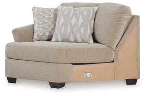 This left-arm facing cuddler is made with polyester upholstery. Pairs with other items in the series to make a sectional.<br><br><b>Additional Dimensions</b><br><ul><li>Arm height: 26-"</li><li>Seat depth: 32-"</li><li>Seat height: 21-"</li><li>Top of cus