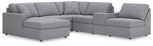 Looking cool and contemporary is great. But when it comes down to it, youâ€™re all about low-maintenance lounging. With the performance fabric on this sectional with chaise, cleaning spills is a breeze. Its customizable modular design caters to your ever-