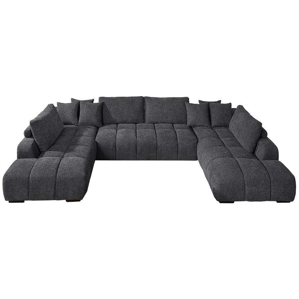Chosen - Sectional Sofa With 3 Pillows - Dark Gray<br/><br/><b>Product Features</b><ul><li>Sectional Sofa</li><li>KD Leg</li><li>Tight Seat & Loose Back Cushion</li><li>Seat Construction: Pocket Coil</li><li>Wooden Inner Frame</li><li>Removable Back Cushi