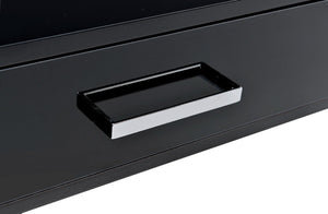  the Coleen Writing Desk will give your workplace a distinct look with contemporary style. The high gloss table top on trendy cross-base legs gives the desk a gorgeous and lustrous look. It has two storage drawers for your offi