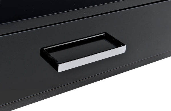  the Coleen Writing Desk will give your workplace a distinct look with contemporary style. The high gloss table top on trendy cross-base legs gives the desk a gorgeous and lustrous look. It has two storage drawers for your offi