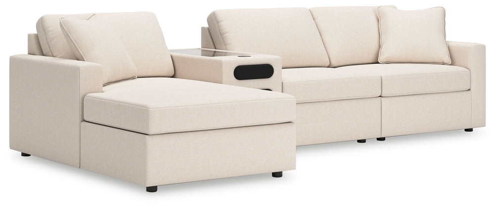 Looking cool and contemporary is great. But when it comes down to it, youâ€™re all about low-maintenance lounging. With the performance fabric on this sectional with chaise, cleaning spills is a breeze. Its customizable modular design caters to your ever-