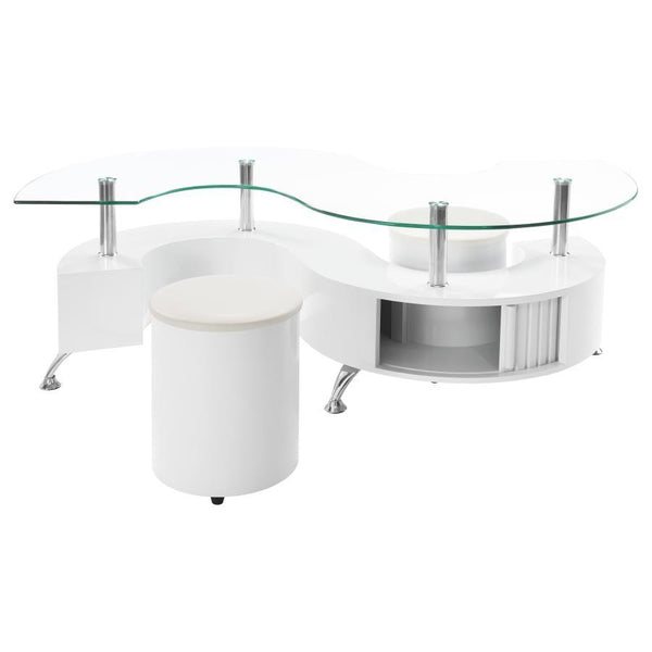 Buckley - 3 Piece Coffee Table And Stools Set - White High Gloss