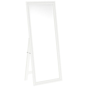 Dress up a dressing area or seating group with the glamour of a modern floor mirror. The full length design features a decorative frame complete with a support leg or its freestanding, perfect for defining an open living space or offering dimension elsewh