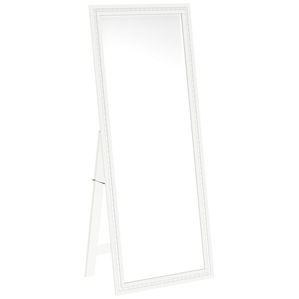 Dress up a dressing area or seating group with the glamour of a modern floor mirror. The full length design features a decorative frame complete with a support leg or its freestanding, perfect for defining an open living space or offering dimension elsewh