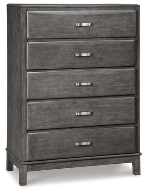 Contemporary style is shaping up beautifully. Designer elements are evident from every angle in this chest of drawers. Quality crafted with dovetail construction, the chestâ€™s contoured drawers offer endless storage options. Sporting a distinctive weathe