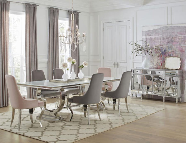 Antoine - Velvet Upholstered Dining Side Chair (Set of 2) - Pink