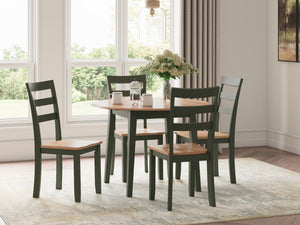 Gesthaven - Natural / Green - Round Dining Room Drop Leaf Table