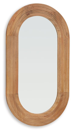 Framed with wood in a welcoming light brown finish, this accent mirror is a fresh take on functionality and style. Chic as a standalone accent in a bedroom or above a console in the entryway, it also brings light and visual variation to a gallery wall. An