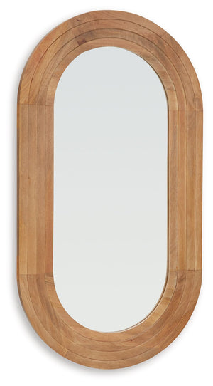 Framed with wood in a welcoming light brown finish, this accent mirror is a fresh take on functionality and style. Chic as a standalone accent in a bedroom or above a console in the entryway, it also brings light and visual variation to a gallery wall. An