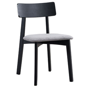 Real - Side Chair (Set of 2) - Gray Linen & Black Finish<br/><br/><b>Product Features</b><ul><li>Rectangular Dining Table</li><li>Fixed Table Top</li><li>Wooden Table Top & Legs</li><li>Padded Seat Cushion</li><li>Curved Wooden Chair Back</li></ul><br/>
