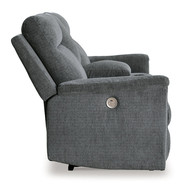 Barnsana - Gravel - Dbl Power Reclining Loveseat with Console
