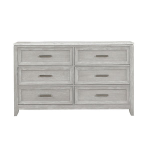  the Fiona 6 Drawer Dresser seamlessly combines the beauty of real wood with durability. Its construction features Acacia Solids