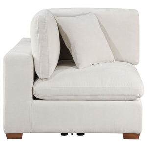  designed to connect sectional pieces seamlessly. Upholstered in a smooth