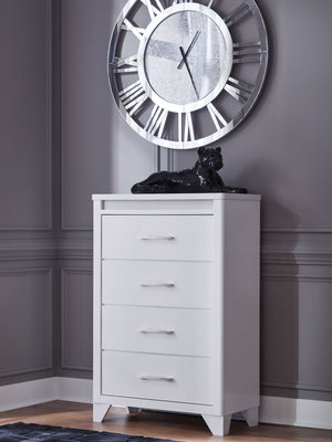  bringing a touch of modern glamour to your sanctuary. A sleek white finish and inset glitter accents create a sophisticated feel