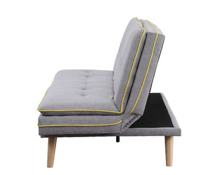 Savilla - Futon - Gray Linen & Oak Finish