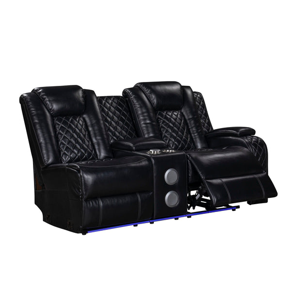 The Orion II 3-Piece Motion Sectional in black is a marvel of modern design and functionality, perfect for those seeking both comfort and durability. This set includes a Left Arm Facing Sofa with 2 recliners, a Right Arm Facing Console Loveseat with 1 rec