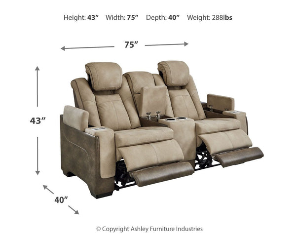 Next-Gen Durapella - Sand - Power Reclining Loveseat With Console/Adj Headrest