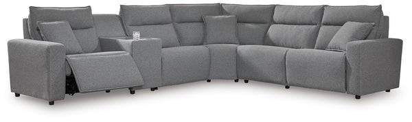 Looking cool and contemporary is great. But when it comes down to it, youâ€™re all about low-maintenance lounging. With the performance fabric on this power reclining sectional with storage, cleaning spills is a breeze. Its modular design caters to your e
