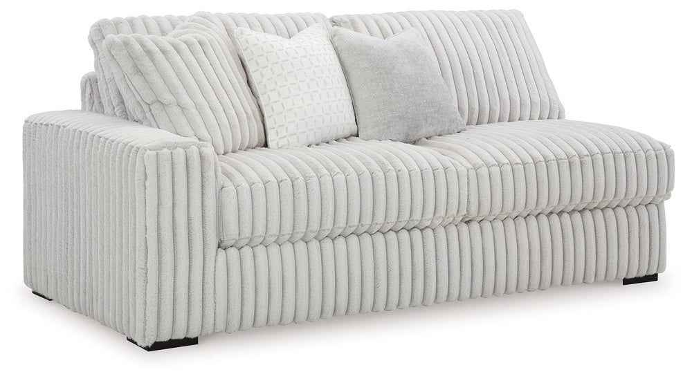 This left-arm facing sofa is made with polyester upholstery. Pairs with other items in the series to make a sectional.<br><br><b>Additional Dimensions</b><br><ul><li>Arm height: 27-"</li><li>Seat depth: 26-"</li><li>Seat height: 24-"</li><li>Top of cushio