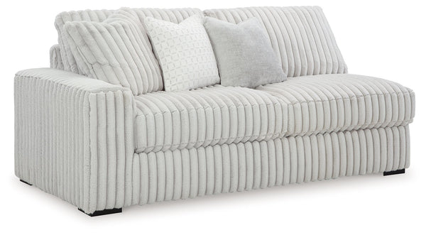 This left-arm facing sofa is made with polyester upholstery. Pairs with other items in the series to make a sectional.<br><br><b>Additional Dimensions</b><br><ul><li>Arm height: 27-"</li><li>Seat depth: 26-"</li><li>Seat height: 24-"</li><li>Top of cushio