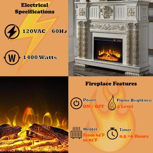 Vendom - Fireplace - Antique Pearl Finish