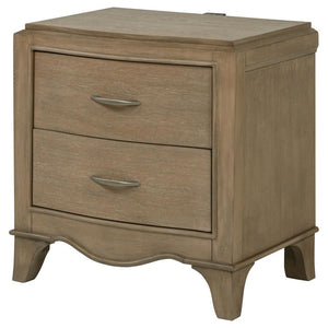  it showcases a washed mango finish that highlights the natural wood grain. Two spacious drawers provi