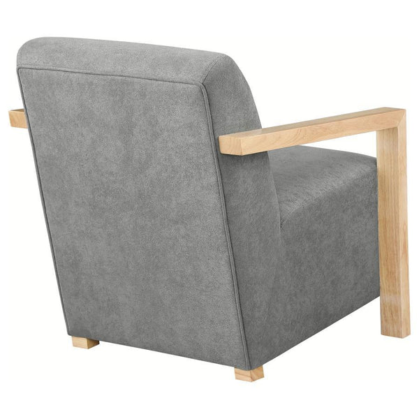 Diego - Upholstered Accent Arm Chair With Wood Arms - Gray