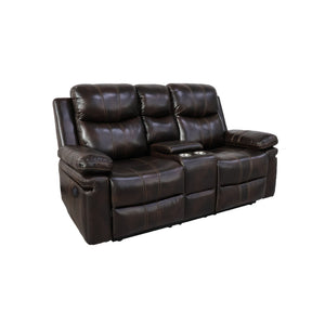 The Kellen Power Dual Recliner Console Loveseat in rich brown offers the perfect balance of luxury, durability, and modern convenience. Constructed with premium hardwoods and plywood, this loveseat provides a stable and long-lasting foundation. Its plush,