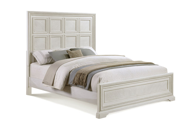 Introducing a bedroom collection that brings a breath of fresh sophistication to any living space. This suite boasts a bright, antique white finish that immediately brightens and opens up a room, providing a versatile foundation for any decor style. The b