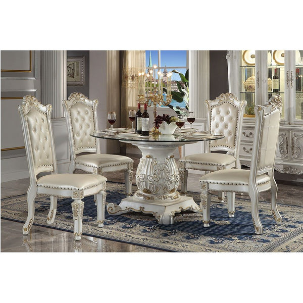  Single Pedestal Table with Glass Top