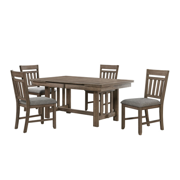 The Harrisburg 5 Piece Dining Set is the perfect centerpiece for your dining room, offering both style and functionality. Comprising a dining table and four side chairs, this set features a robust construction of solid rubberwood, manufactured woods, and 