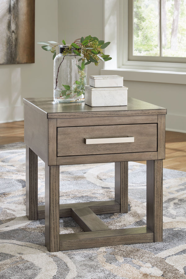  contemporary style and functionality to your home. This end table is exceptionally handy for storing necessities next to your sofa or accent chair