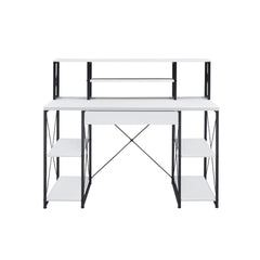 Specifically designed for all purpose, this Amiel Music Recording Studio Desk is suitable for study room, bedroom, living room or home office. Expertly crafted with selected veneers, manufactured wood, and metal tube, this piece has open shelving, hutch a