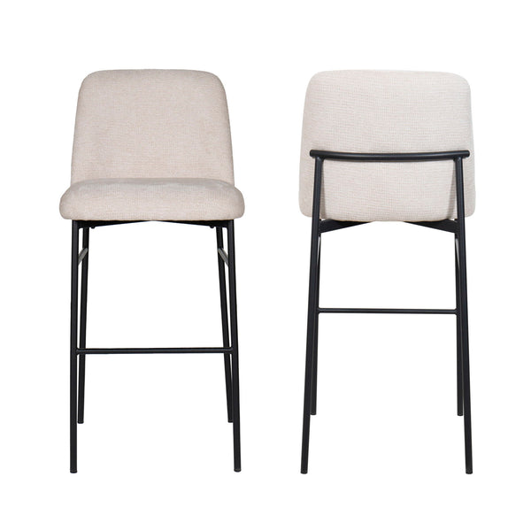 Erik - Bar Chair With Metal Frame (Set of 2) - Beige / Black