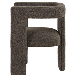 Petra - Boucle Upholstered Accent Side Chair - Chocolate Brown
