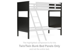 This set of twin-over-twin bunk bed panels is made with solid hardwood and MDF substrate. Pairs with other items in the series to make a bed kit.<br><br><b>Additional Dimensions</b><br><ul><li>Panel to floor: 10.88-"</li></ul><br/><br/><b>Product Features