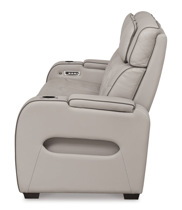 Boyington - Gray - Power Reclining Sofa With Adj Headrest