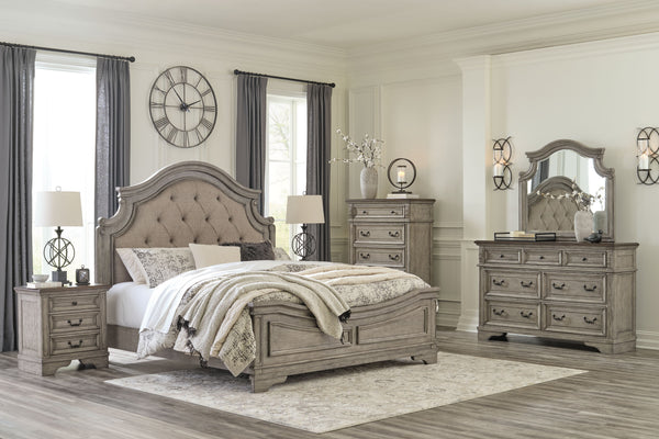 Lodenbay - 5 Pc. - Dresser, Mirror, Queen Panel Bed - Antique Gray