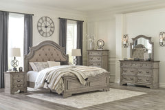 Lodenbay - 8 Pc. - Dresser, Mirror, Chest, California King Panel Bed, 2 Nightstands - Antique Gray