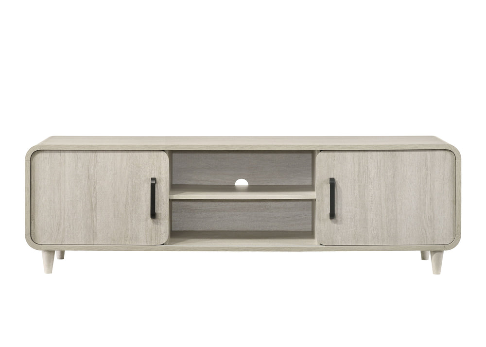 Elevate your living space with this sleek and contemporary entertainment solution that blends modern design with functionality. Featuring a streamlined silhouette and a chic, light wood finish, this piece exudes understated elegance while offering practic