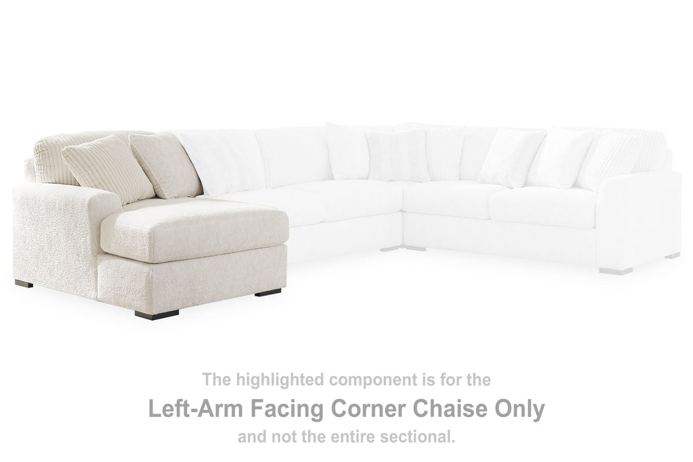 This left-arm facing corner chaise is made with polyester upholstery. Pairs with other items in the series to make a sectional.<br><br><b>Additional Dimensions</b><br><ul><li>Arm height: 27-"</li><li>Seat depth: 49-"</li><li>Seat height: 22-"</li><li>Top 