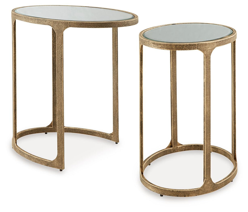 Looking to add a touch of traditional style to your space? Youâ€™ll delight in the classic appeal of this accent table set. Mirrored tabletops, supported by antiqued goldtone bases, bring light, dimension and glam character. A nesting design allows you to