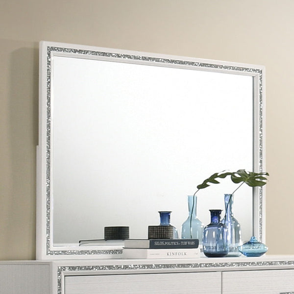 Classic design with touches of modern aspects makes this Haiden Mirror ideal for any bedroom. The rectangular mirror is easy to match your dresser for giving your space an alluring focal point. It also features wooden frame with a glamorous shimmering sil