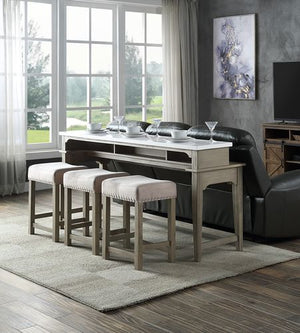 KD, 4Pc Pack, Rectangular Table Marble Top: No Leaf Wooden Leg Rectangular Armless Stool (Backless) Upholstery Seat & Wooden Leg USB Plug Included Table Top Thickness: 32mm N.W. of Table: 155Lbs N.W. of Stool: 15Lbs Foam Density: D20<br/><br/><b>Product F