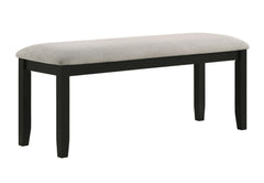 This dining group is the epitome of modern sophistication and functional elegance. The centerpiece is a sleek, rectangular table with a beautifully textured wood grain finish, offering a touch of rustic charm to its contemporary design. The table is compl