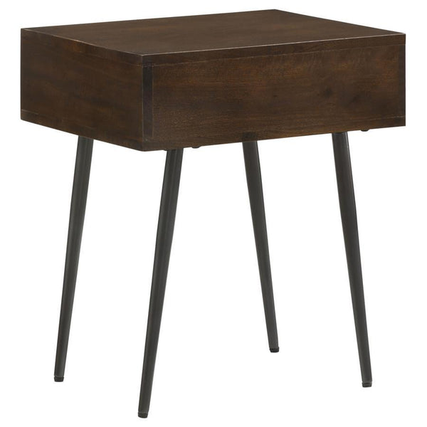 Ezra - 1-Drawer Rectangular Accent Side Table - Coffee Brown