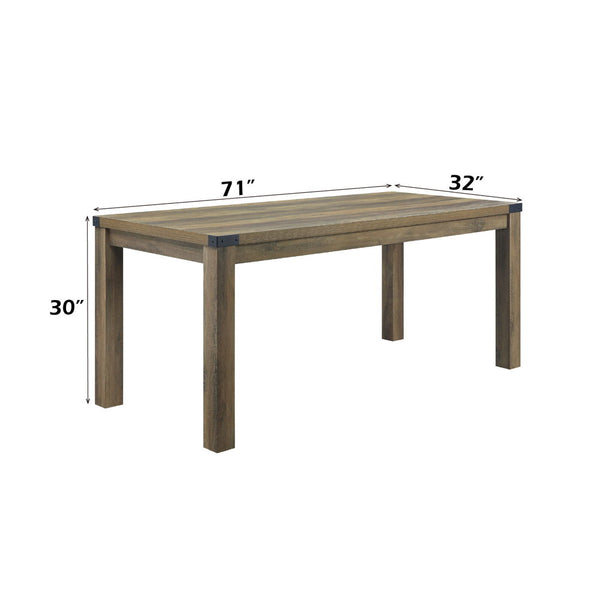  the Abiram dining table also boasts small-space sensibility. The generous surface